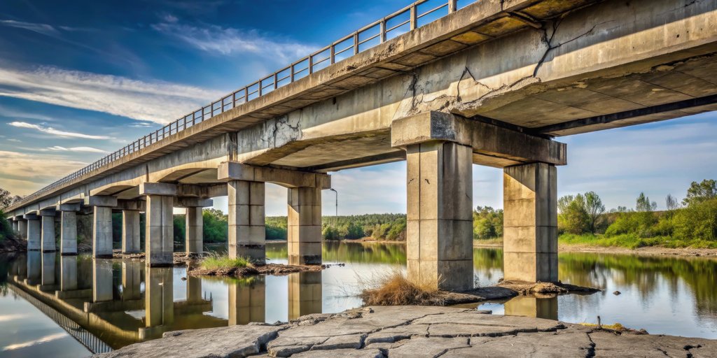 Pilar de formigó amb armadura oxidada exposada